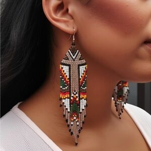 Handcrafted Bohemian Beaded Fringe Earrings